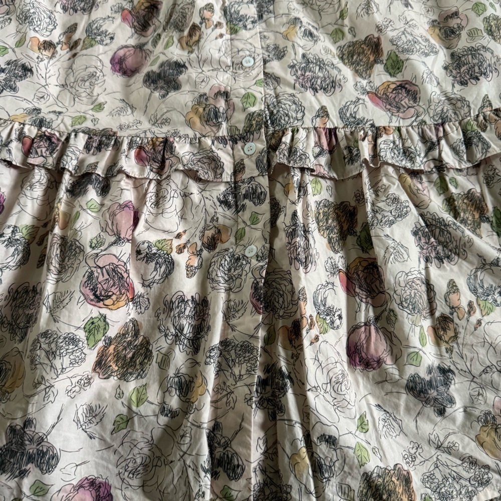 Meadows midi skirt button front organic cotton floral cottage pleated ruffle 8 - Picture 4 of 10